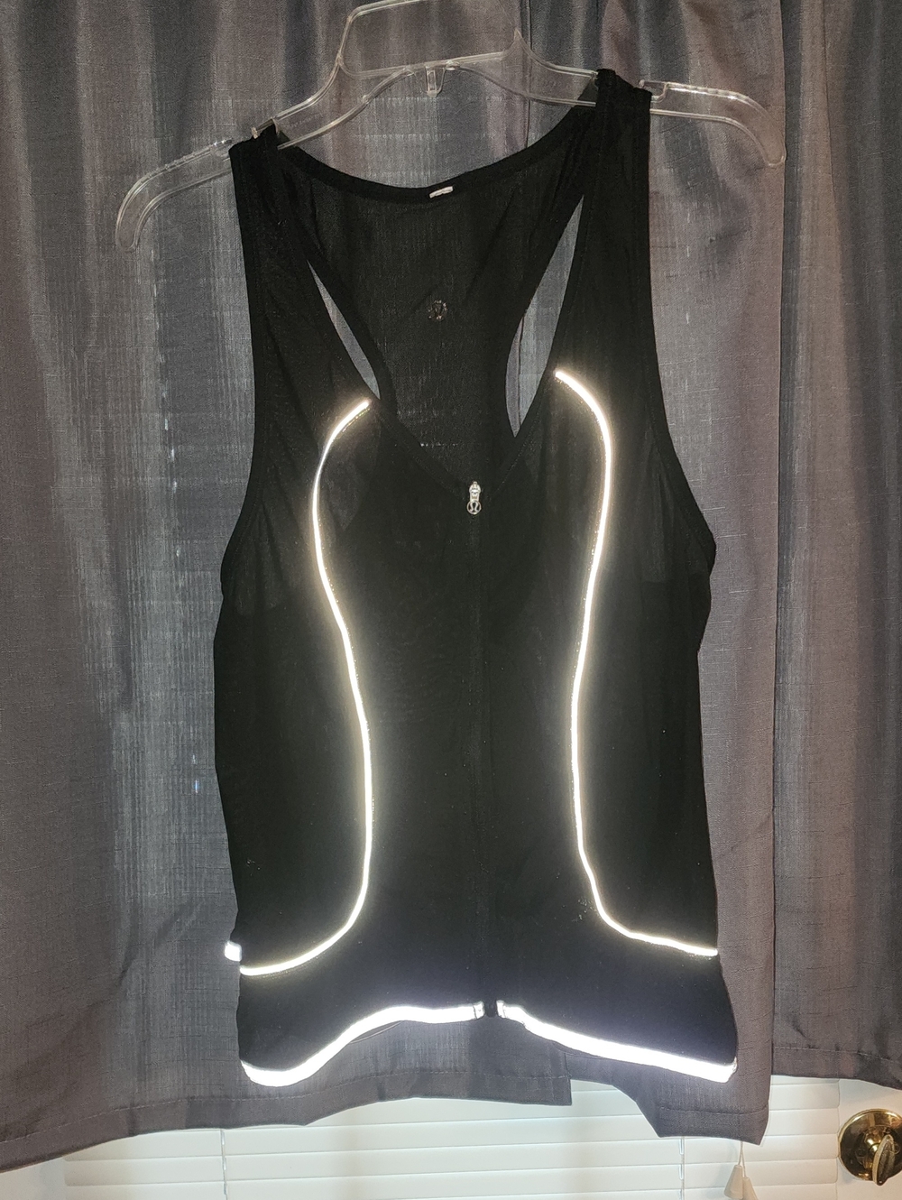 lululemon athletica Black Reflective Trim Zip-Front Tank